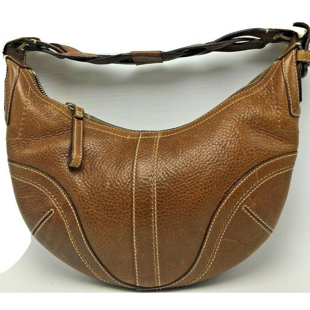 Vtg. COACH 10042 Brown Leather Braided Strap Purse